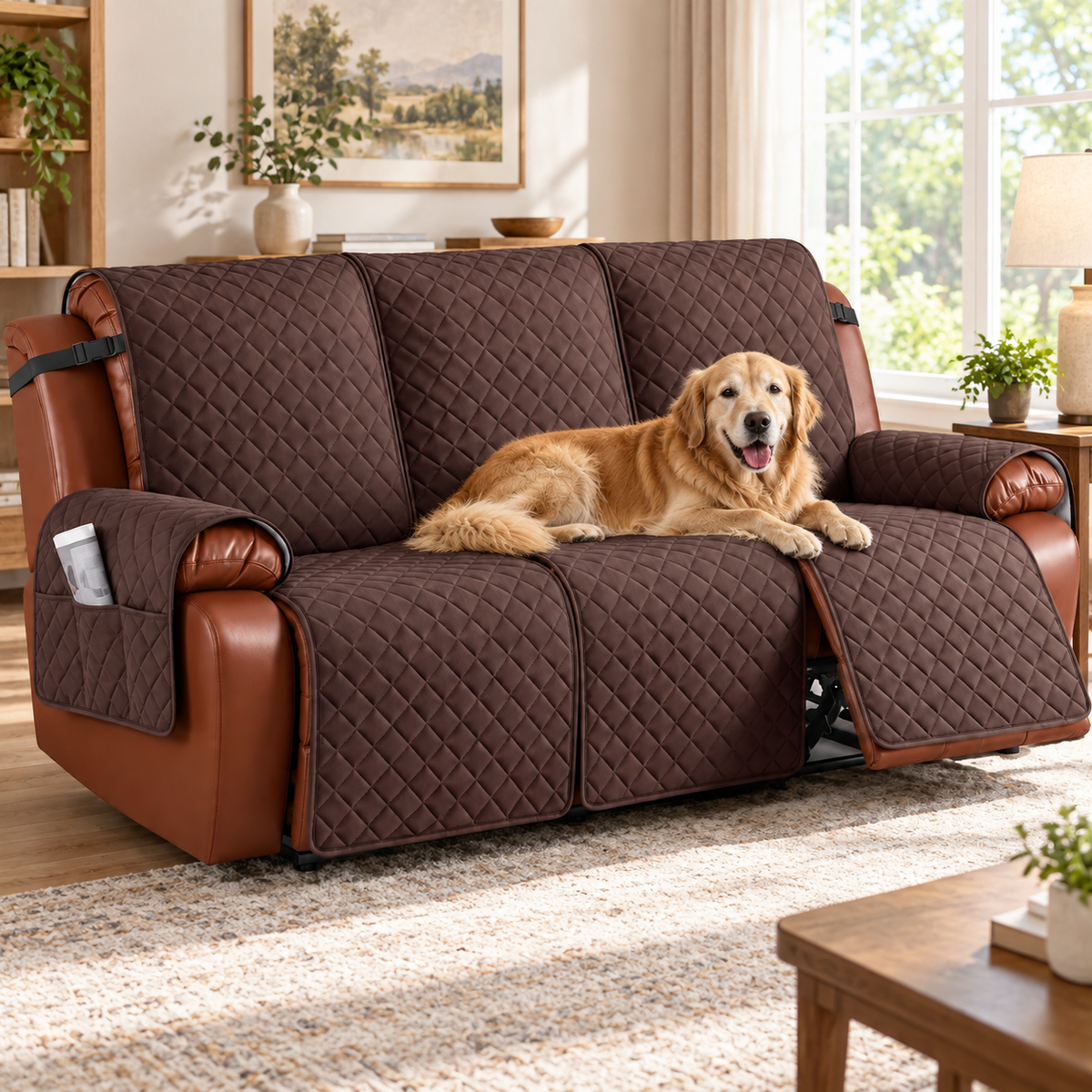 🛋️ Sofa Cover Pad | Quilted Fabric Protector | Recliner & Living Room | Non-Slip Furniture Cover