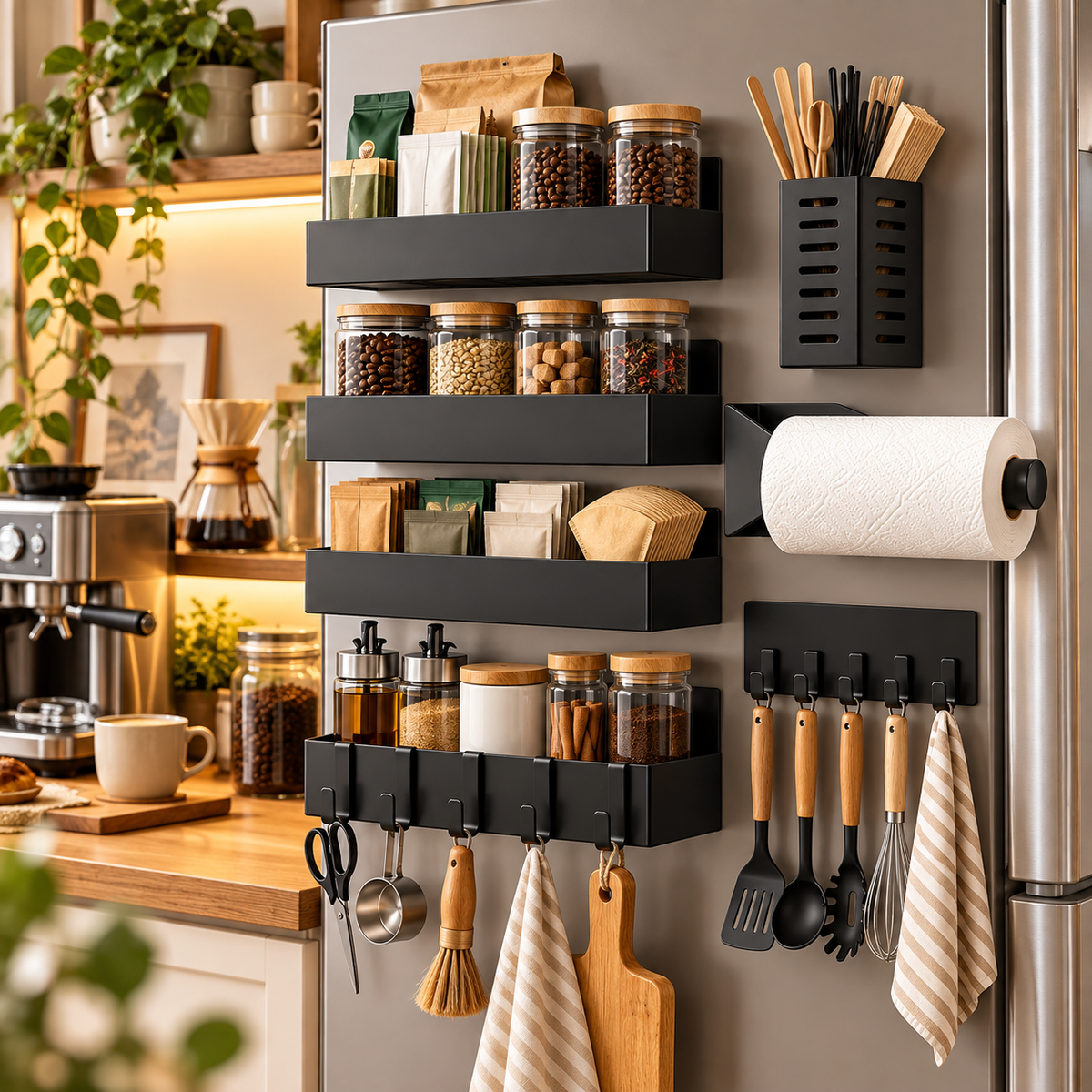 🧲 Magnetic Fridge Organizer | Multi-Piece Storage Set | Kitchen & Pantry | Space-Saving Rack