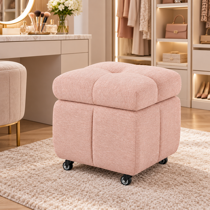 🪑 Rolling Ottoman | Upholstered Footrest | Living Room & Bedroom | Soft Cushioned Stool