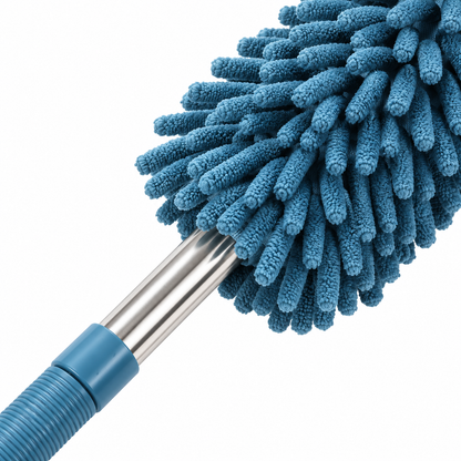 🧹 Microfiber Duster | Chenille Fiber Head | Home Cleaning | Soft Blue