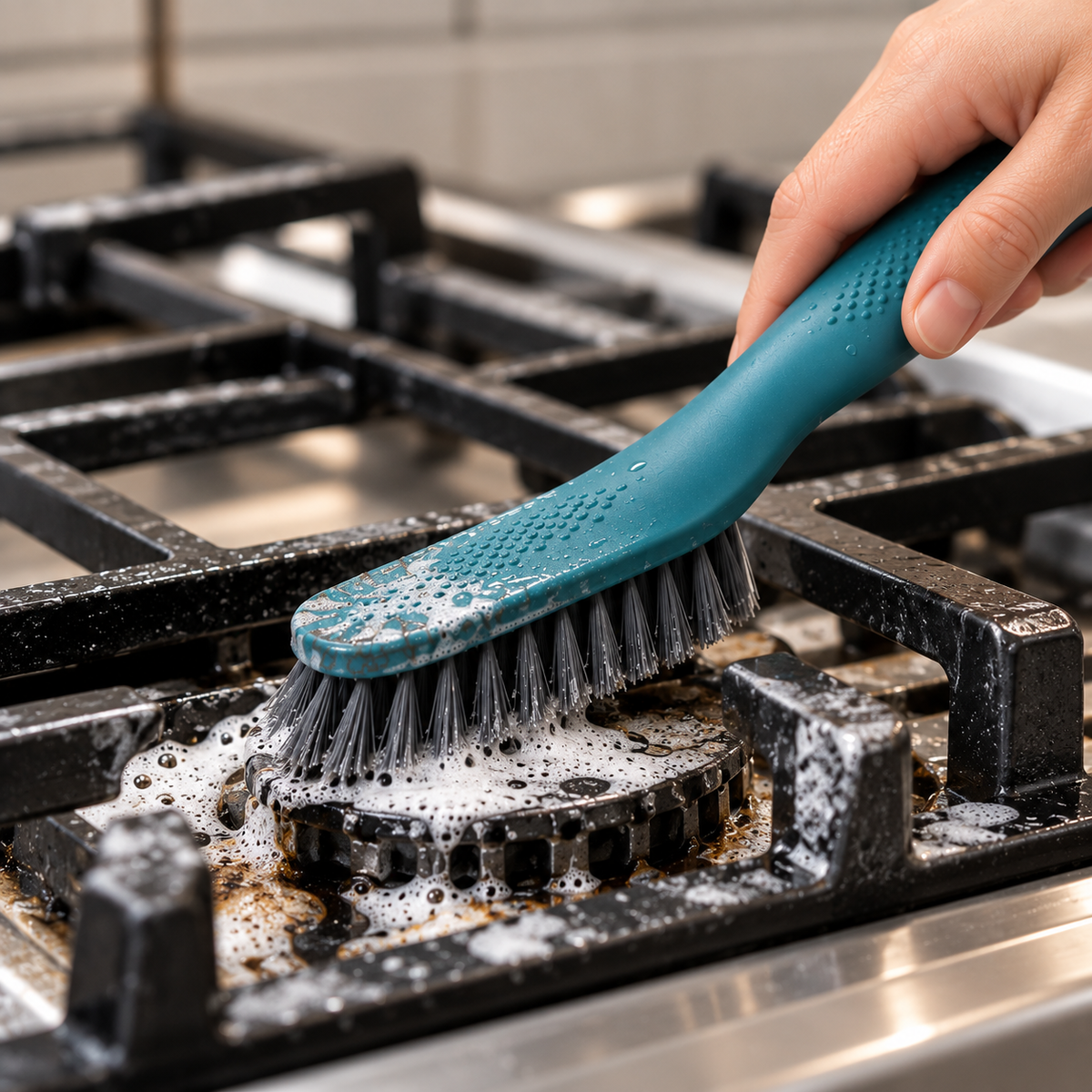 🧼 Cleaning Brush | Plastic Handle | Kitchen | Homeowners | Teal Grip