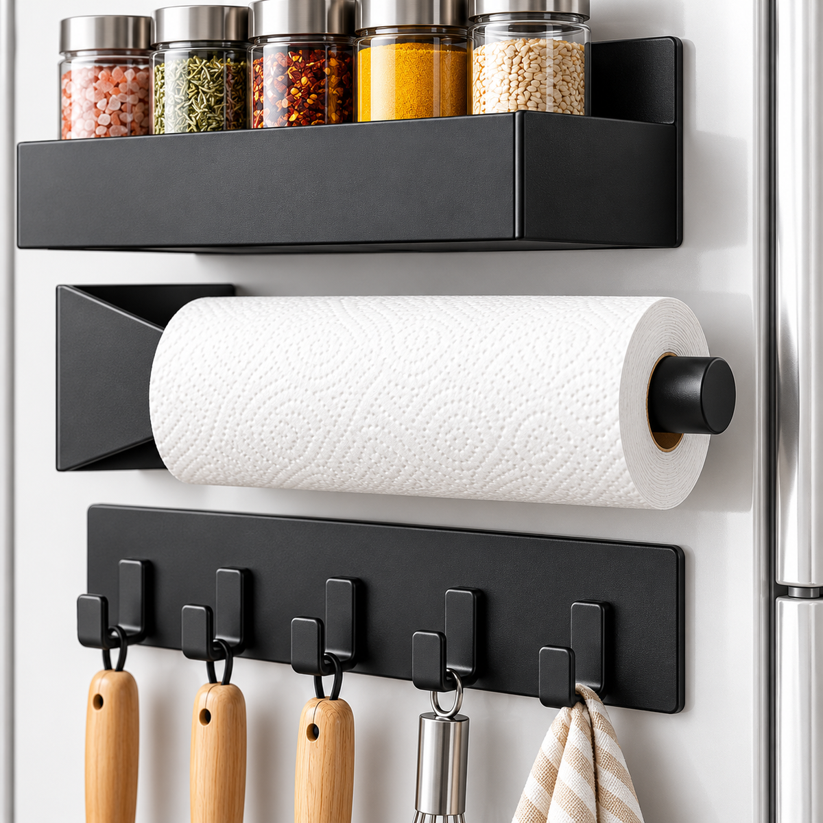🧲 Magnetic Fridge Organizer | Multi-Piece Storage Set | Kitchen & Pantry | Space-Saving Rack