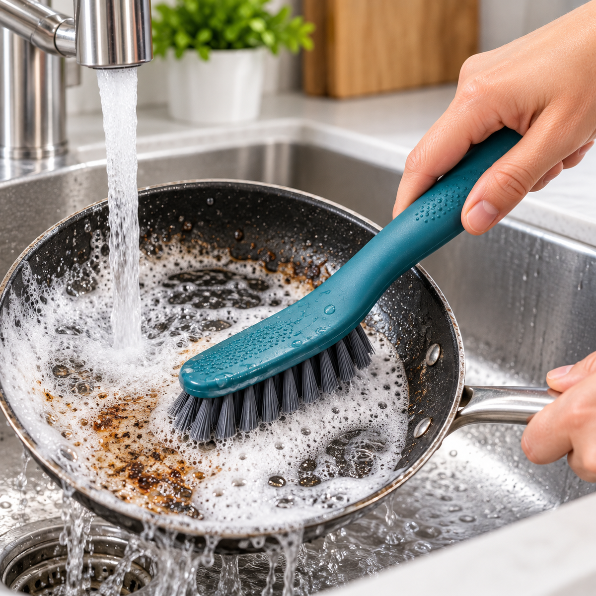 🧼 Cleaning Brush | Plastic Handle | Kitchen | Homeowners | Teal Grip