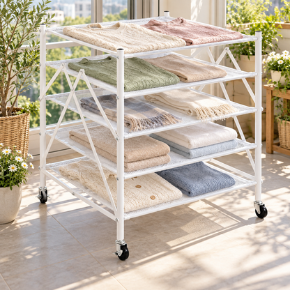 👕 5-Tier Drying Rack | Mesh Flat-Dry Shelves | Laundry & Balcony