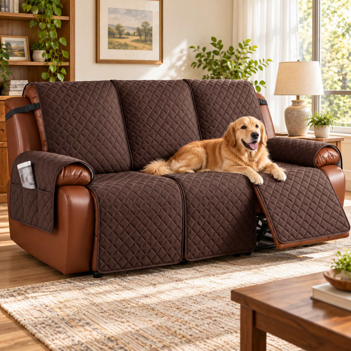 🛋️ Sofa Cover Pad | Quilted Fabric Protector | Recliner & Living Room | Non-Slip Furniture Cover