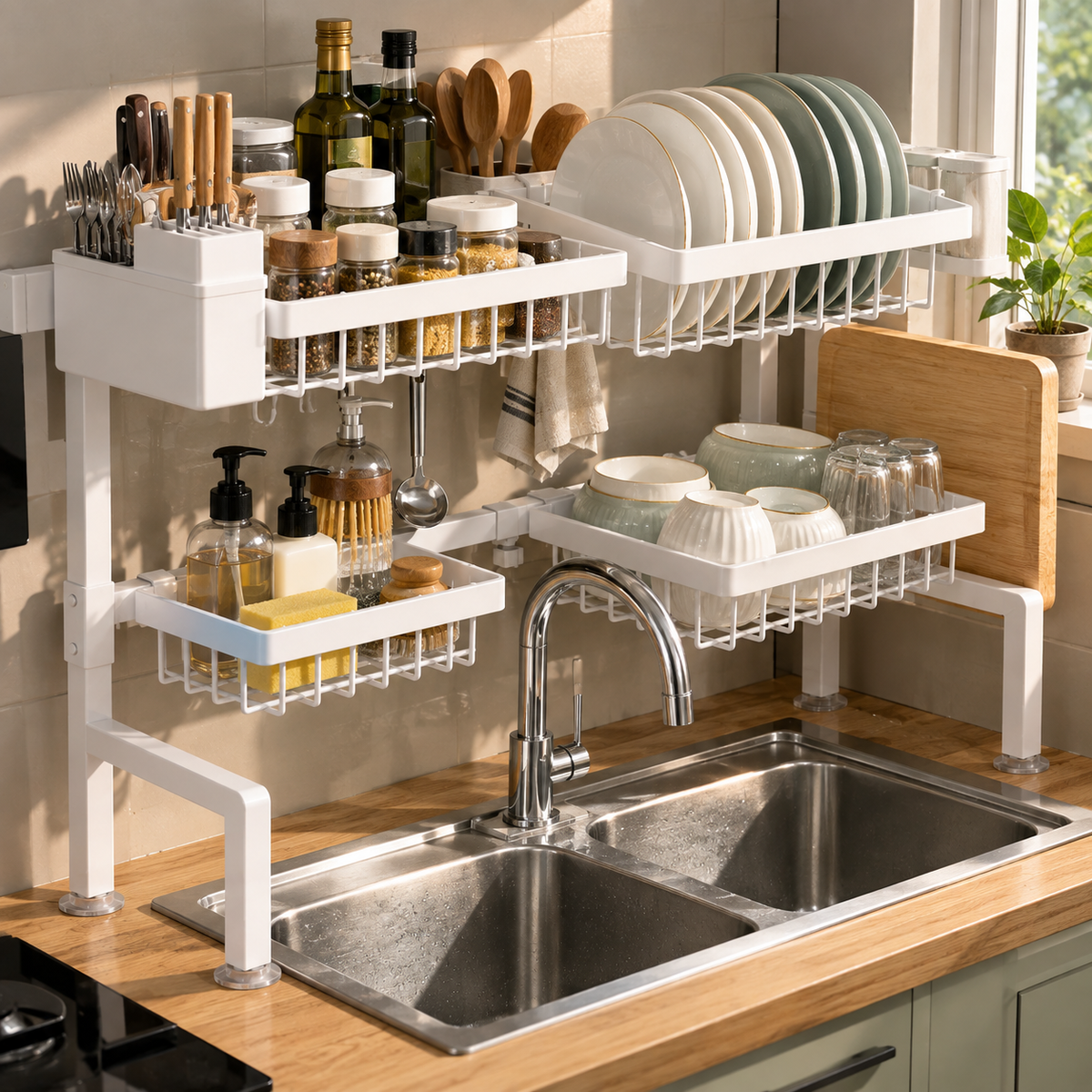 🍽️ Dish Drying Rack | Multi-Zone Organizer | Kitchen Storage | Space-Saving Drainer