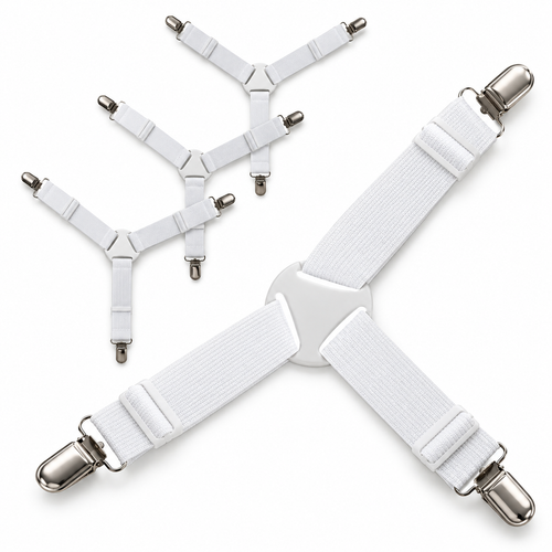 🛏️ Bed Sheet Fasteners | Adjustable Elastic Straps | Mattress Corners | Non-Slip Sheet Holders