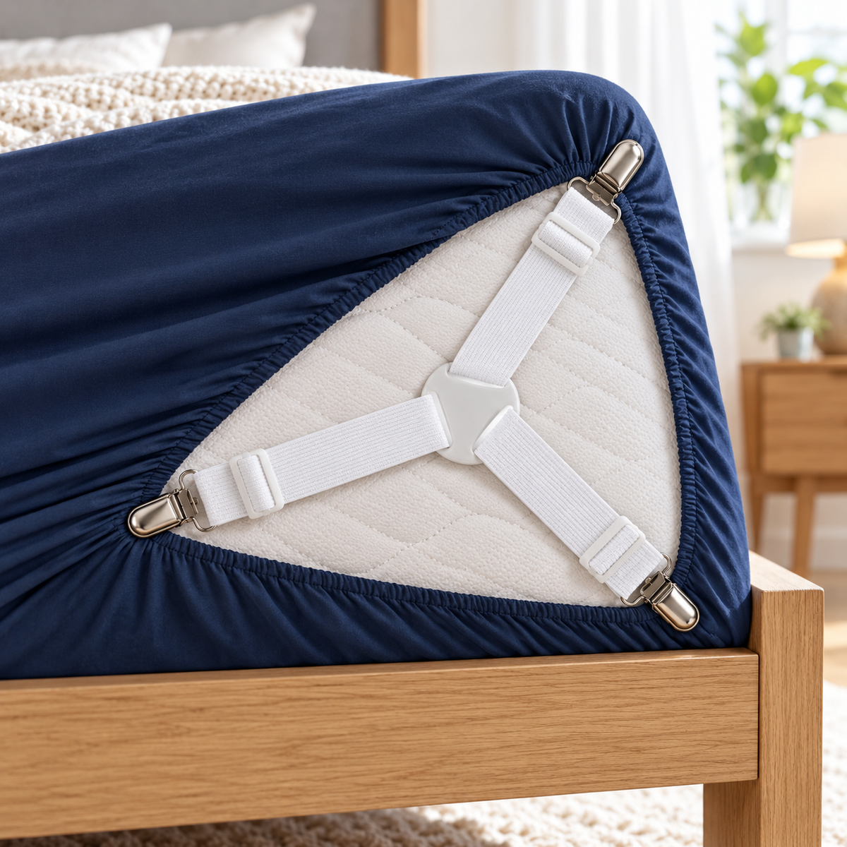 🛏️ Bed Sheet Fasteners | Adjustable Elastic Straps | Mattress Corners | Non-Slip Sheet Holders
