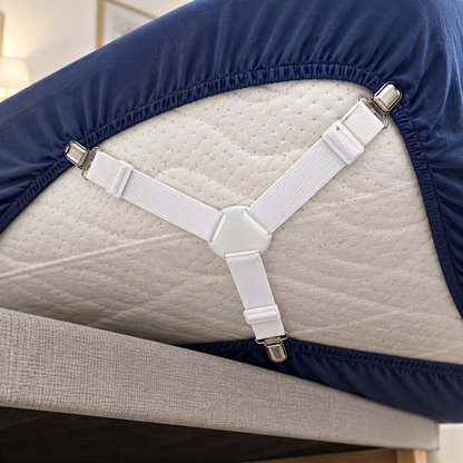 🛏️ Bed Sheet Fasteners | Adjustable Elastic Straps | Mattress Corners | Non-Slip Sheet Holders