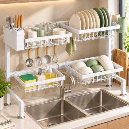 🍽️ Dish Drying Rack | Multi-Zone Organizer | Kitchen Storage | Space-Saving Drainer