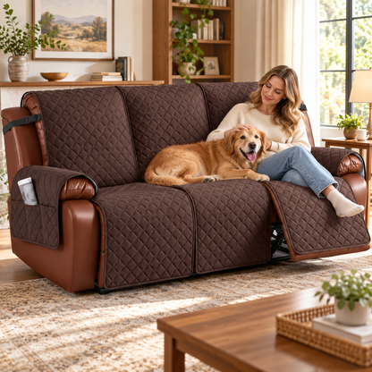 🛋️ Sofa Cover Pad | Quilted Fabric Protector | Recliner & Living Room | Non-Slip Furniture Cover