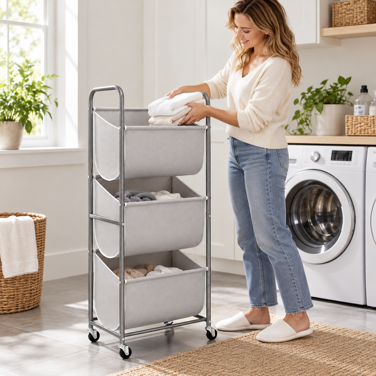 🛒 Space-Saving | Metal Bathroom Homemaker Gift | 3-Tier Rolling Organizer