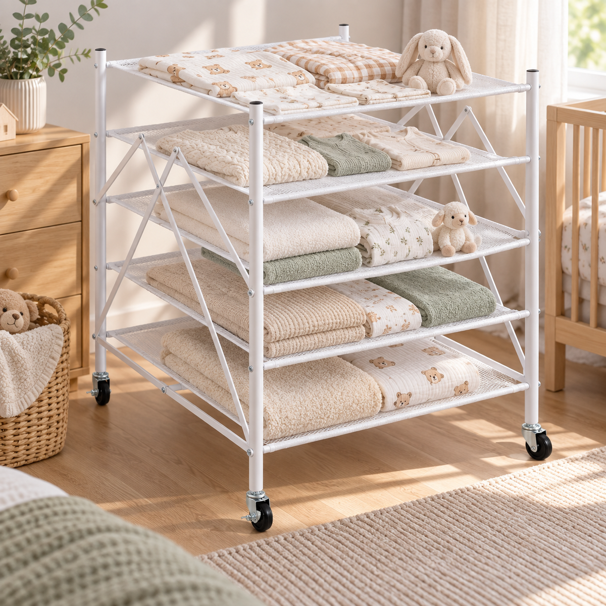 👕 5-Tier Drying Rack | Mesh Flat-Dry Shelves | Laundry & Balcony