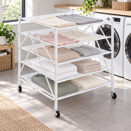👕 5-Tier Drying Rack | Mesh Flat-Dry Shelves | Laundry & Balcony